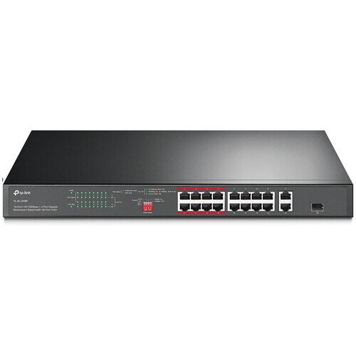 TP-Link 16-Port 10/100 Mbps + 2-Port Gigabit Rackmount PoE Switch with 16-Port PoE+
