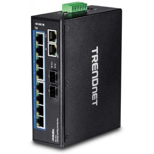 TRENDnet 10-Port Hardened Industrial Gigabit DIN-Rail Switch