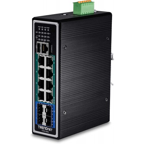 TRENDnet 12-Port Industrial Gigabit L2 Managed PoE+ DIN-Rail Switch