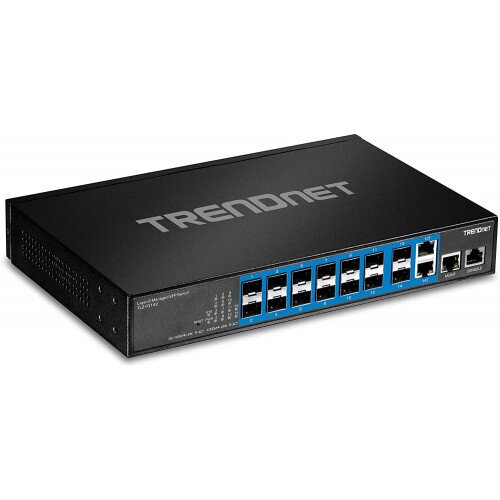 TRENDnet 14-Port Gigabit Managed Layer 2 SFP Switch with 2 Shared RJ-45 Ports