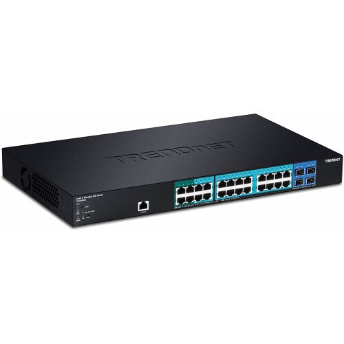 TRENDnet 28-Port Gigabit PoE+ Managed Layer 2 Switch with 4 SFP slots