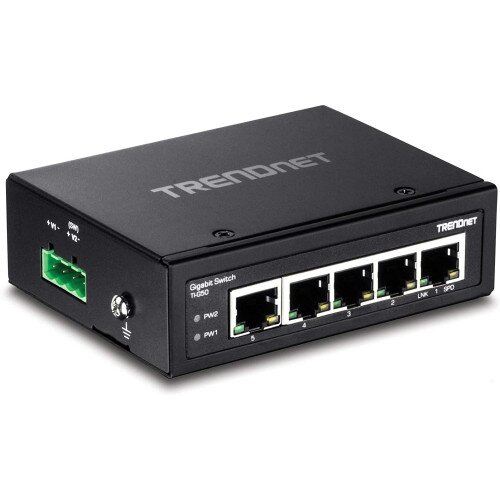TRENDnet 5-Port Hardened Industrial Gigabit DIN-Rail Switch