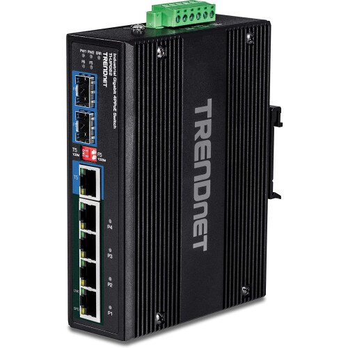 TRENDnet 6-Port Hardened Industrial Gigabit PoE++ DIN-Rail Switch