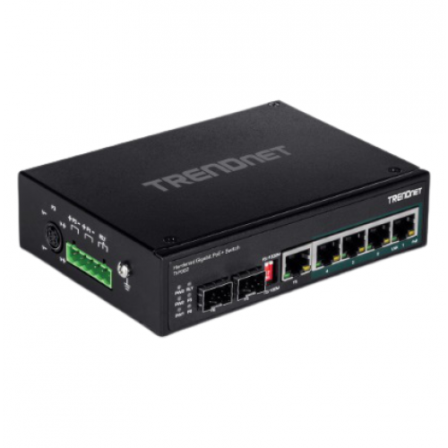 TRENDnet 6-Port Hardened Industrial Gigabit PoE+ DIN-Rail Switch
