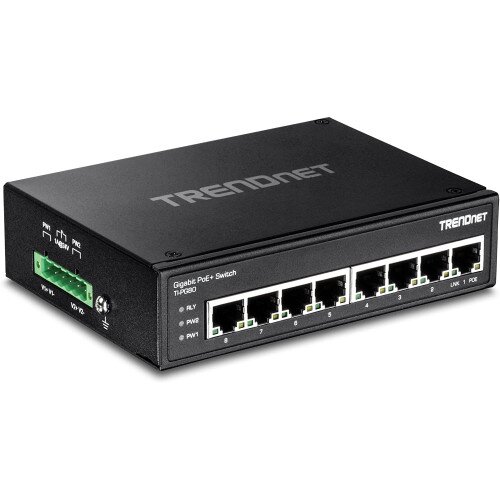 TRENDnet 8-Port Hardened Industrial Gigabit PoE+ DIN-Rail Switch