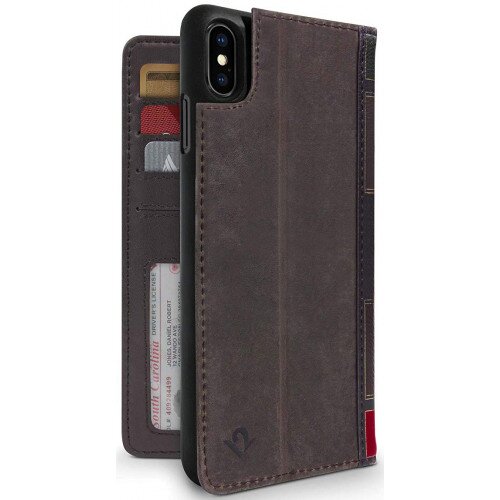 Twelve South BookBook for iPhone XS Max Vintage Wallet Case - Brown