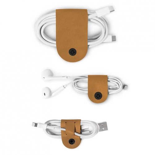 Twelve South CableSnap Leather Cable Organizer - Cognac