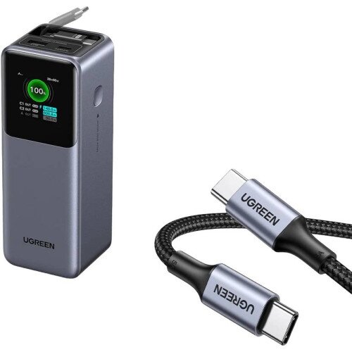 Ugreen Nexode 20000mAh 165W Power Bank + 2-Pack 100W USB-C Cables