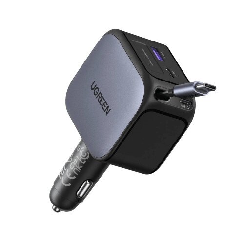 Ugreen Nexode Car Charger 145W with Retractable USB-C Cable