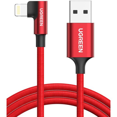 Ugreen Right Angel Lightning to USB A 3ft Cable - Red