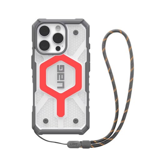 Urban Armor Gear Pathfinder Clear MagSafe Active Lava Case + Active Lava Lanyard for iPhone 16 Pro