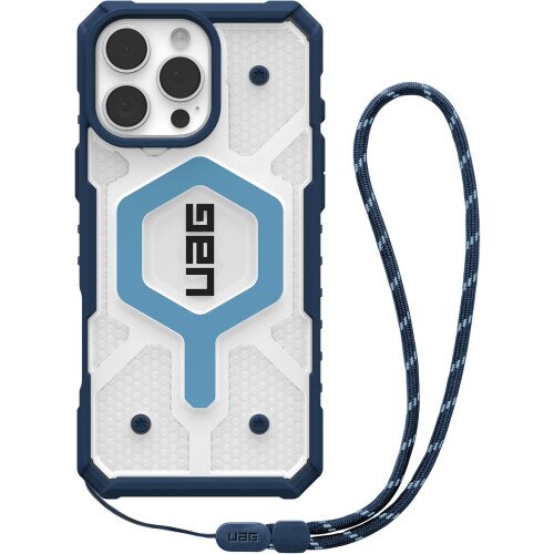 Urban Armor Gear Pathfinder Clear MagSafe Blues Case + Blues Lanyard for iPhone 16 Pro Max
