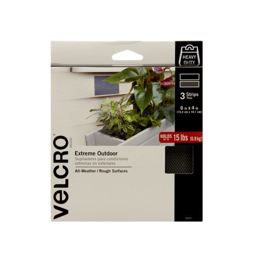 VELCRO Brand Extreme Outdoor fastener - 6in x 4in Wide Strips, 3 Sets - Strips - Titanium