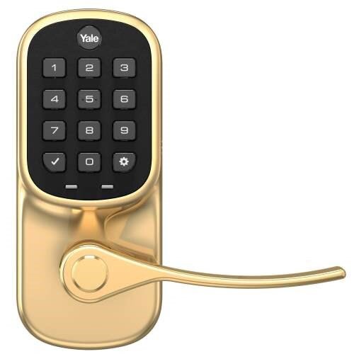 Yale Assure Lock With Bluetooth Connected by August Keypad Lever - Polished Brass