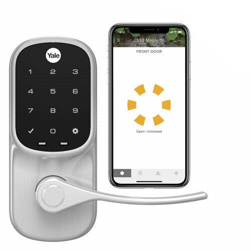 Yale Assure Lock With Bluetooth Connected by August Touchscreen Lever - Satin Nickel