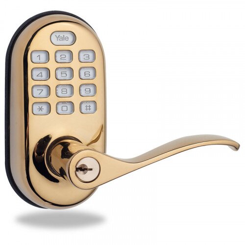 Yale YRL210 Push Button Lever Lock Stand Alone - Polished Brass