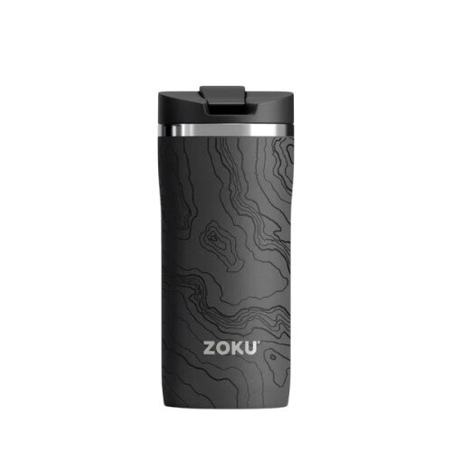 Zoku 12oz Stainless Steel Travel Mug - Grey Graphic