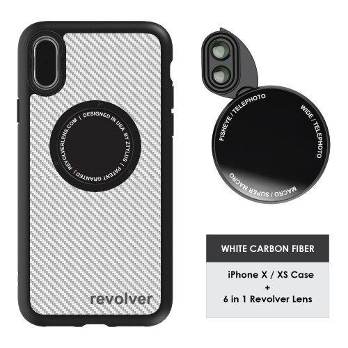 Ztylus Revolver M Series Lens Kit Carbon Fiber for iPhone X / XS - 6 in 1 Lens - White