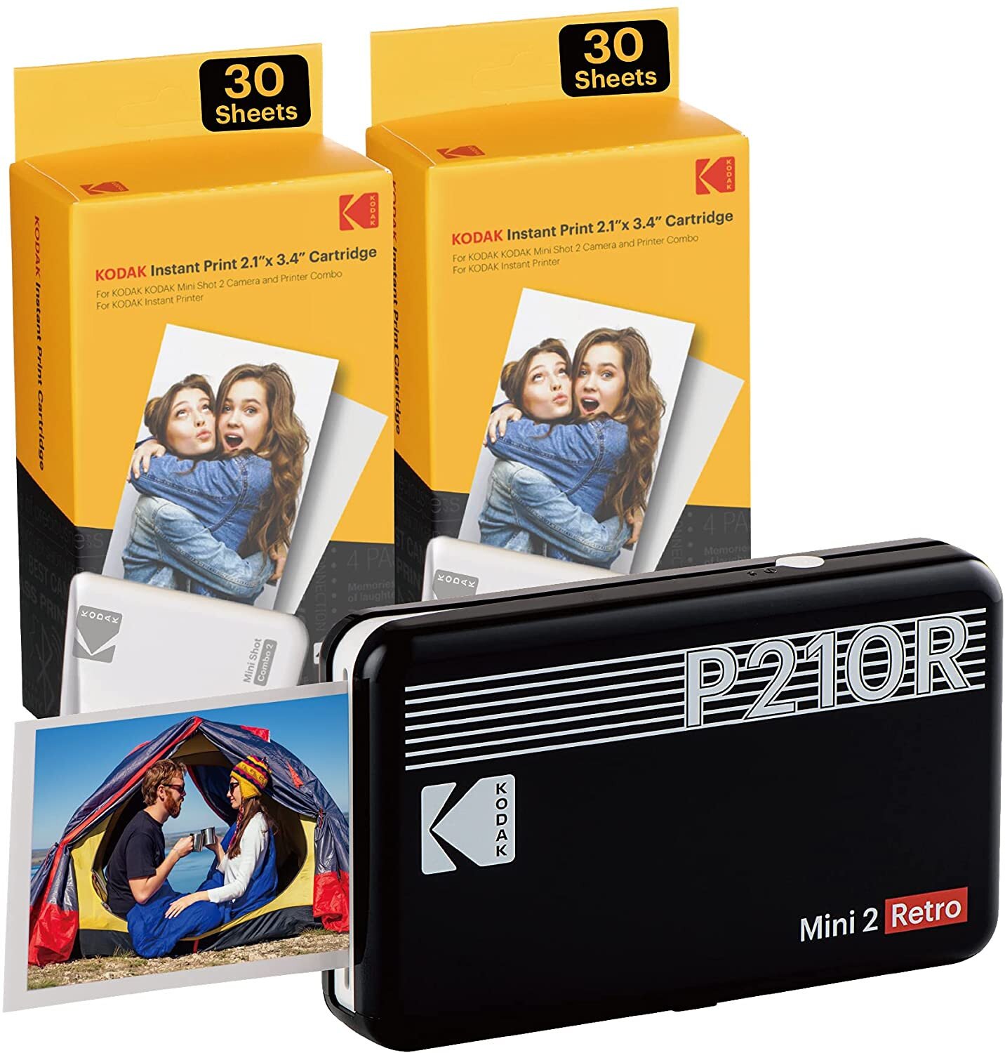 Buy Kodak Mini 2 Retro Portable Instant Photo Printer (P210R) - Printer +  68 Sheets - Black online in Pakistan 
