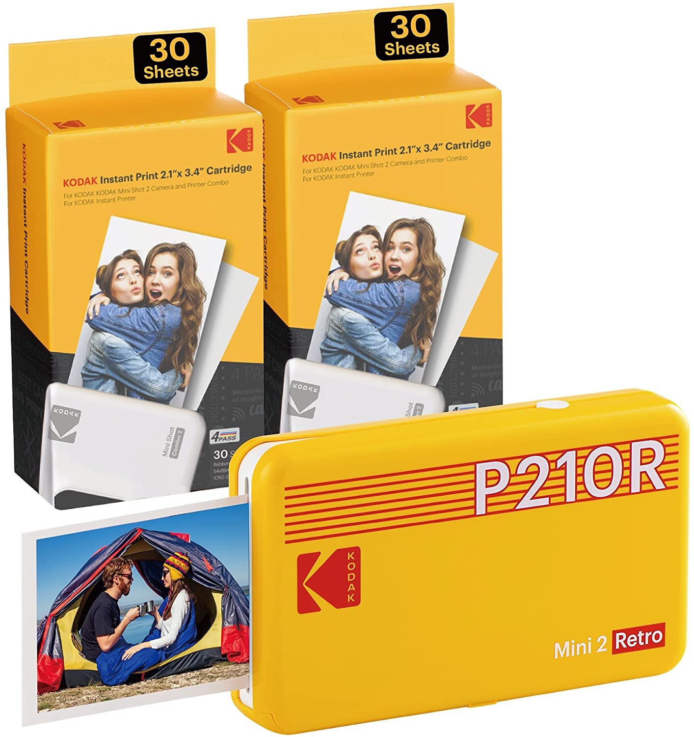 Buy Kodak Mini 2 Retro Portable Instant Photo Printer (P210R) - Printer + 8  Sheets - Yellow online in Pakistan 