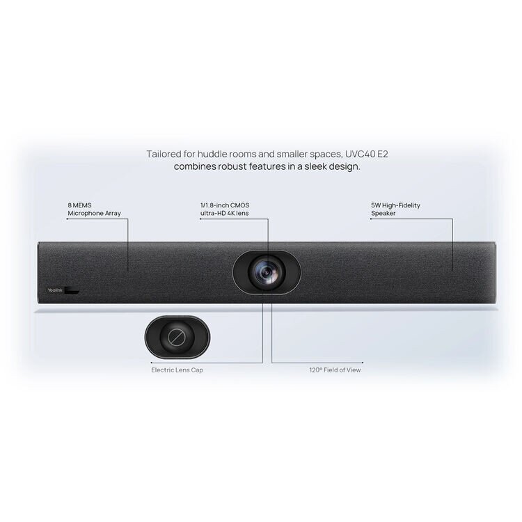 Buy Yealink UVC40 E2 All-in-One Intelligent USB Video Bar for Small and ...